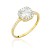Pierścionek złoty z kwadratowym kamieniem, cyrkoniami i rodowaniem