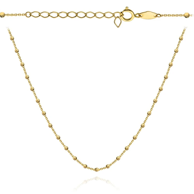 Naszyjnik złoty z kulkami diamentowanymi 39+3cm