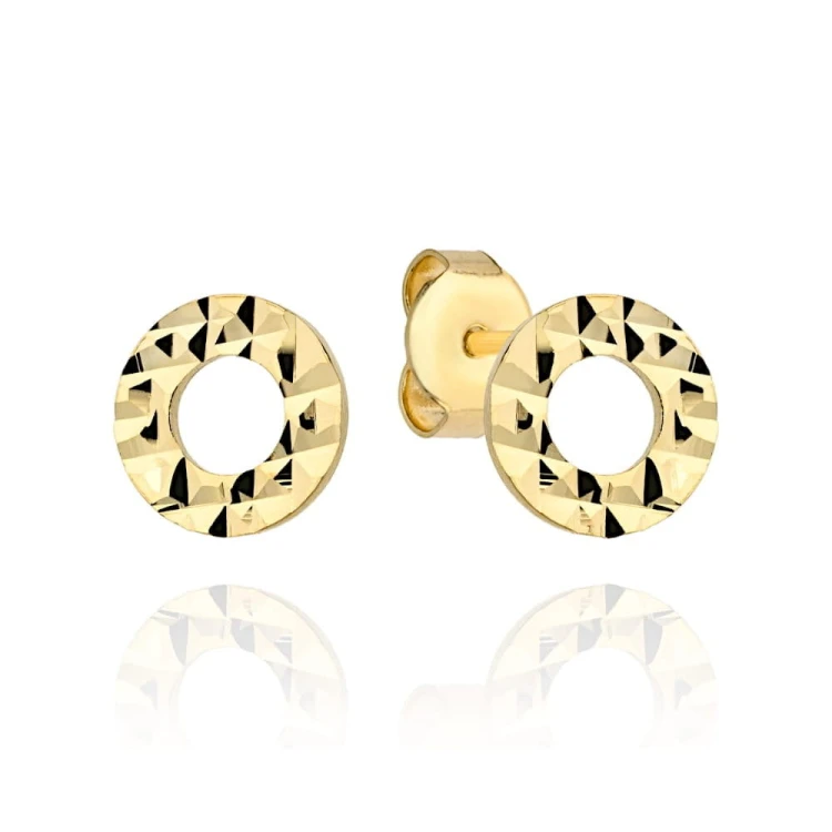 Kolczyki złote diamentowany ring