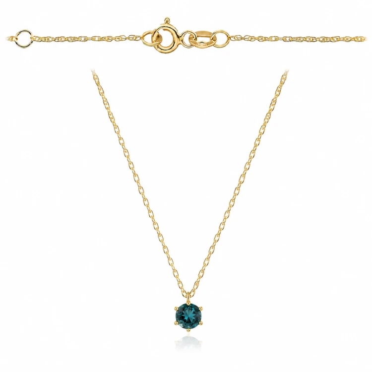 Naszyjnik złoty z kamieniem - London blue topaz