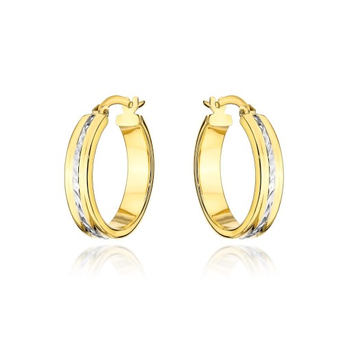 Kolczyki kółko i białe diamentowanie w środku 1,8 cm