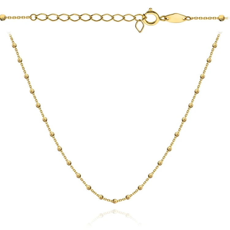 Naszyjnik złoty z kulkami diamentowanymi 36+3cm