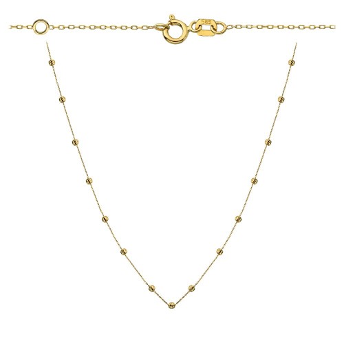 Naszyjnik złote diamentowane kulki 47+3cm