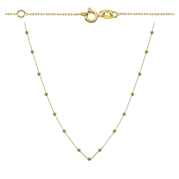 Naszyjnik złote diamentowane kulki 47+3cm