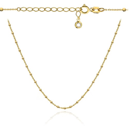 Naszyjnik złoty delikatne diamentowane kuleczki 36+4 cm