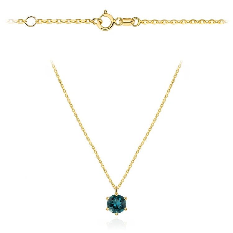 Naszyjnik złoty z kamieniem - London blue topaz