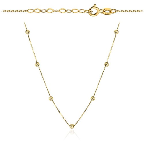 Naszyjnik złote diamentowane kulki choker 36+3cm