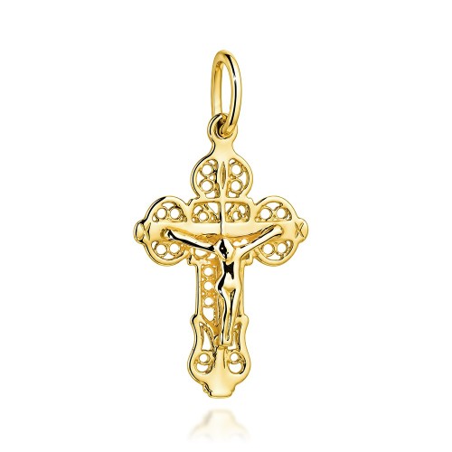 Krzyżyk złoty prawosławny zdobiony ażurem