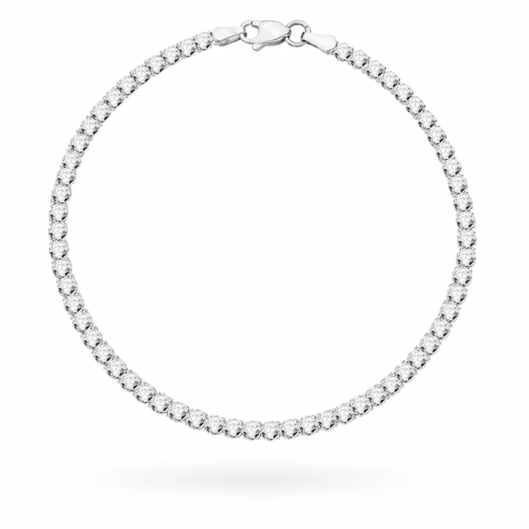 Bransoletka tenisówka w białym złocie z cyrkoniami - 2,7 mm
