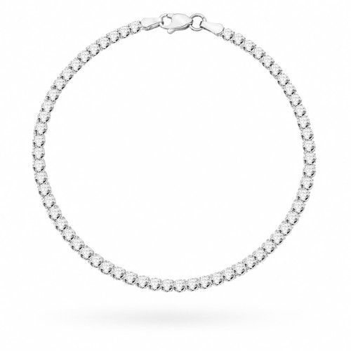 Bransoletka tenisówka w białym złocie z cyrkoniami - 2,7 mm